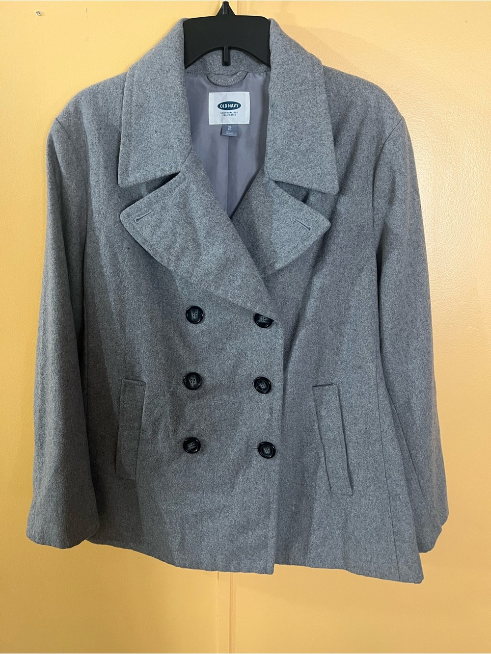 Women’s Old Navy Gray Double-Breasted Wool-Blend Peacoat Size XL